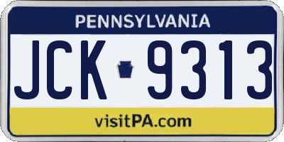 PA license plate JCK9313