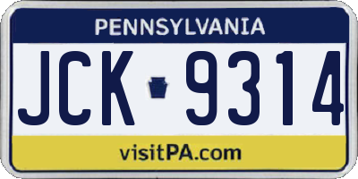 PA license plate JCK9314