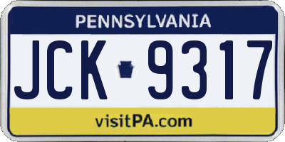 PA license plate JCK9317