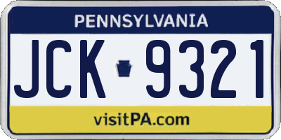 PA license plate JCK9321