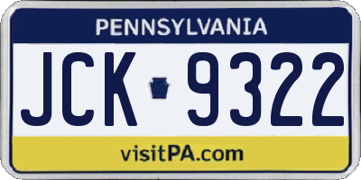 PA license plate JCK9322