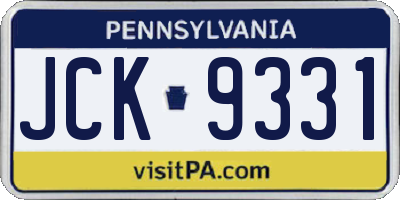 PA license plate JCK9331