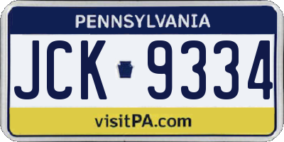 PA license plate JCK9334