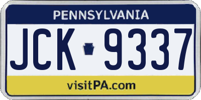 PA license plate JCK9337