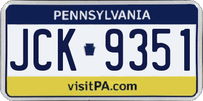 PA license plate JCK9351