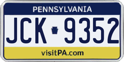 PA license plate JCK9352