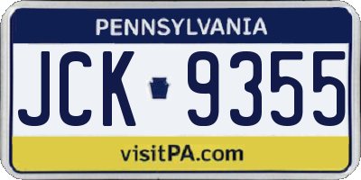 PA license plate JCK9355
