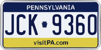 PA license plate JCK9360
