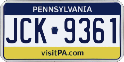 PA license plate JCK9361