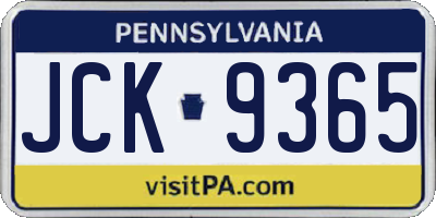 PA license plate JCK9365