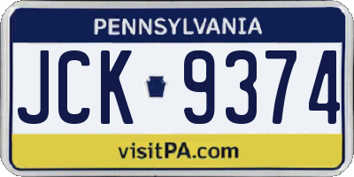 PA license plate JCK9374