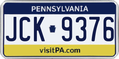 PA license plate JCK9376