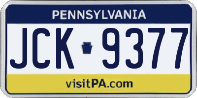 PA license plate JCK9377