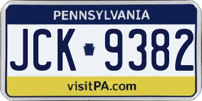 PA license plate JCK9382