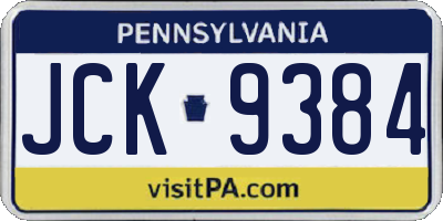 PA license plate JCK9384