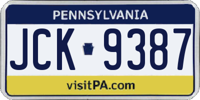 PA license plate JCK9387