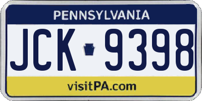 PA license plate JCK9398