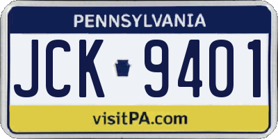 PA license plate JCK9401