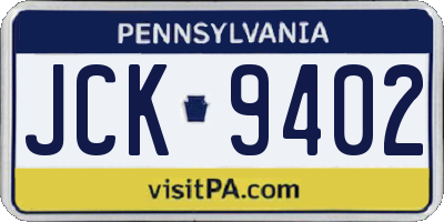 PA license plate JCK9402