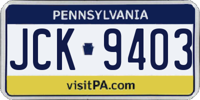 PA license plate JCK9403