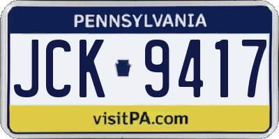 PA license plate JCK9417