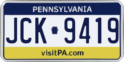 PA license plate JCK9419