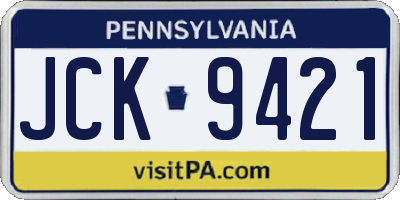 PA license plate JCK9421