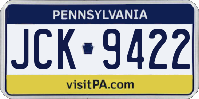 PA license plate JCK9422