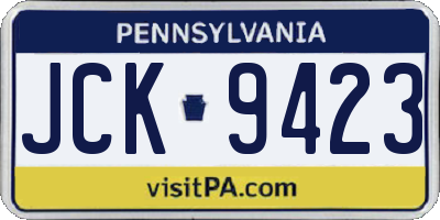 PA license plate JCK9423