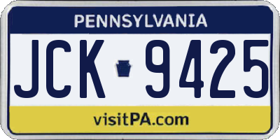 PA license plate JCK9425