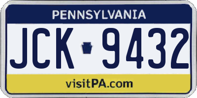 PA license plate JCK9432