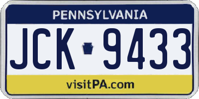 PA license plate JCK9433