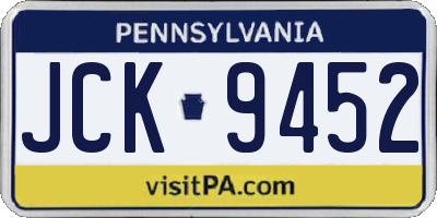 PA license plate JCK9452