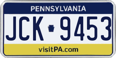PA license plate JCK9453