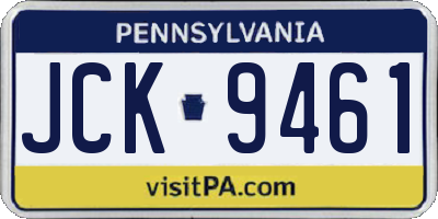 PA license plate JCK9461