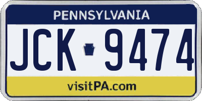 PA license plate JCK9474