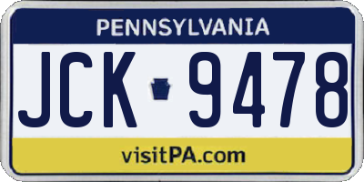 PA license plate JCK9478