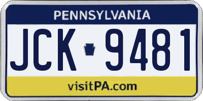 PA license plate JCK9481
