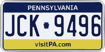 PA license plate JCK9496