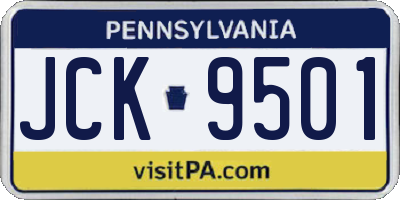 PA license plate JCK9501