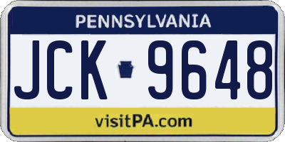 PA license plate JCK9648