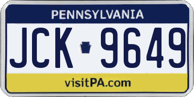 PA license plate JCK9649