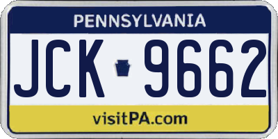 PA license plate JCK9662