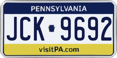 PA license plate JCK9692