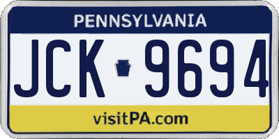 PA license plate JCK9694
