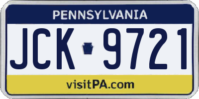 PA license plate JCK9721