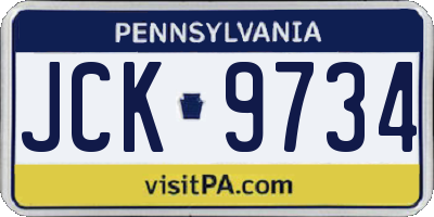 PA license plate JCK9734