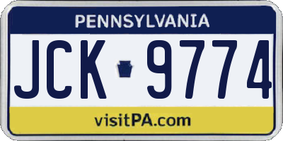 PA license plate JCK9774