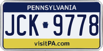 PA license plate JCK9778