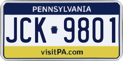 PA license plate JCK9801